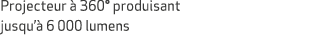 Projecteur  360° produisant jusqu’  6 000 lumens