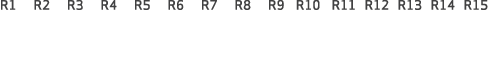 R1 R2 R3 R4 R5 R6 R7 R8 R9 R10 R11 R12 R13 R14 R15