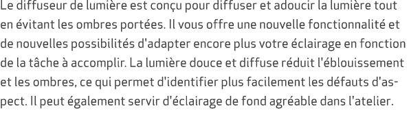 Le diffuseur de lumi re est con u pour diffuser et adoucir la lumi re tout en vitant les ombres port es. Il vous off...