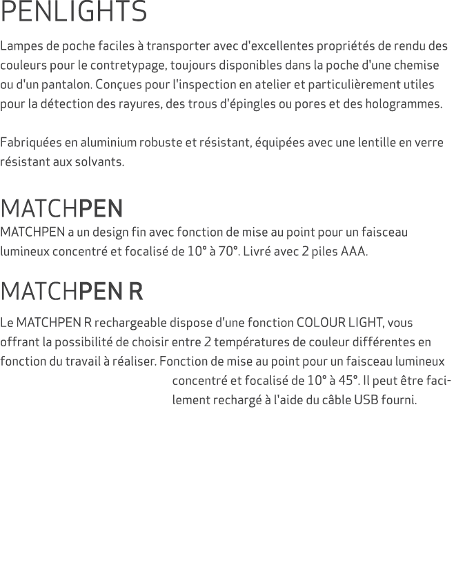 PENLIGHTS Lampes de poche faciles  transporter avec d'excellentes propri t s de rendu des couleurs pour le contretyp...