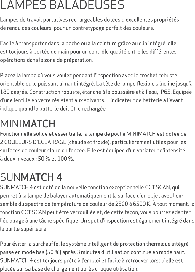 LAMPES BALADEUSES Lampes de travail portatives rechargeables dot es d'excellentes propri t s de rendu des couleurs, p...