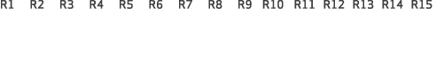 R1 R2 R3 R4 R5 R6 R7 R8 R9 R10 R11 R12 R13 R14 R15