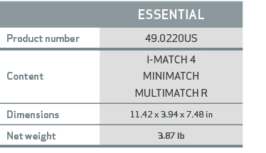 ,ESSENTIAL,Product number,49.0220US,Content,I MATCH 4 MINIMATCH MULTIMATCH R,Dimensions,11.42 x 3.94 x 7.48 in,Net we...