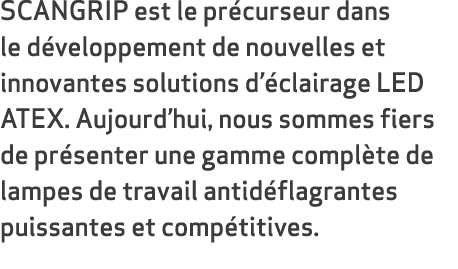 SCANGRIP est le pr curseur dans le d veloppement de nouvelles et innovantes solutions d’ clairage LED ATEX. Aujourd’h...