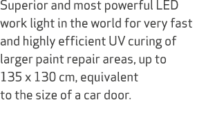 Superior and most powerful LED work light in the world for very fast and highly efficient UV curing of larger paint r...