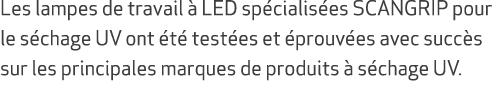 Les lampes de travail  LED sp cialis es SCANGRIP pour le s chage UV ont  t  test es et  prouv es avec succ s sur les...