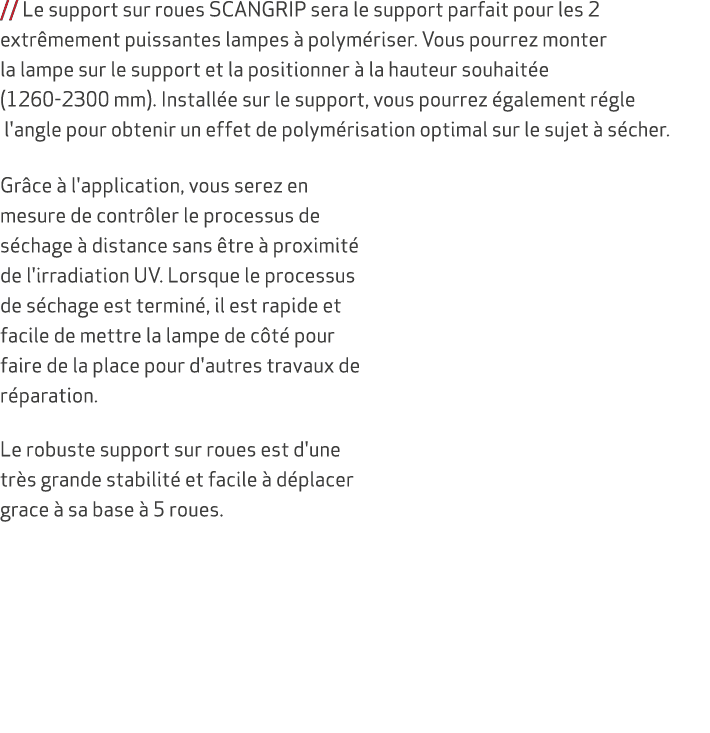 // Le support sur roues SCANGRIP sera le support parfait pour les 2 extr mement puissantes lampes  polym riser. Vous...