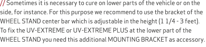 // Sometimes it is necessary to cure on lower parts of the vehicle or on the side, for instance. For this purpose we ...