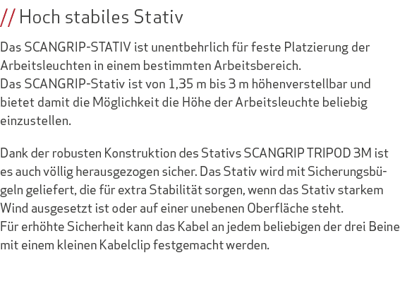 // Hoch stabiles Stativ Das SCANGRIP STATIV ist unentbehrlich f r feste Platzierung der Arbeitsleuchten in einem best...