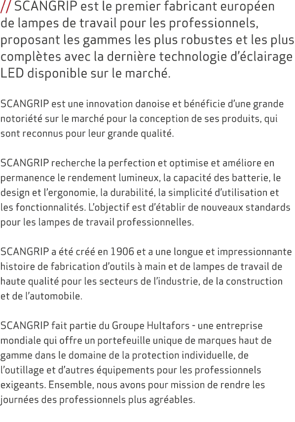 // SCANGRIP est le premier fabricant europ en de lampes de travail pour les professionnels, proposant les gammes les ...