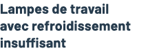 Lampes de travail avec refroidissement insuffisant 